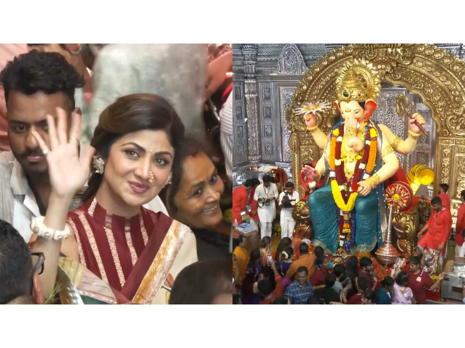 Shilpa Shetty and Shamita Shetty seek blessings at Lalbaugcha Raja