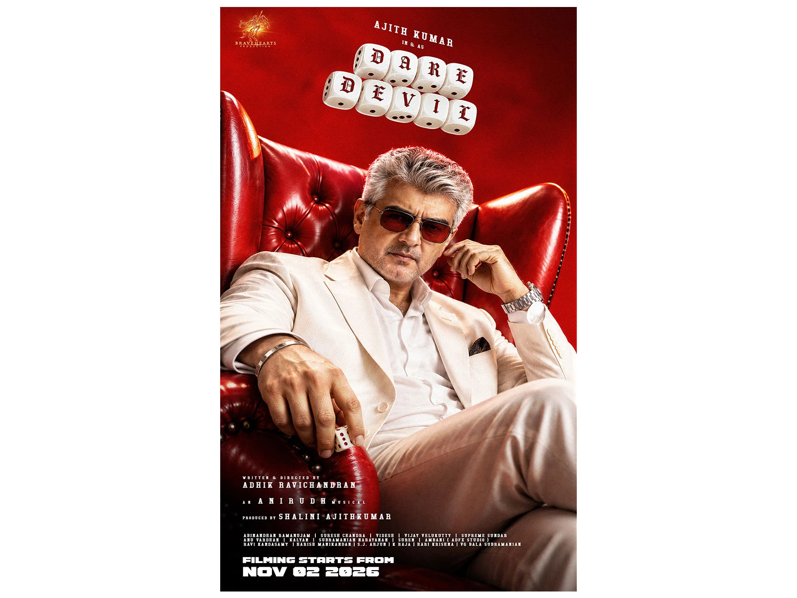 Ajith Kumar looks dapper in the first look poster of Dare Devil