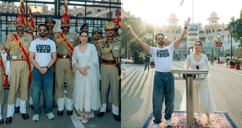 Ayushmann Khurrana and Sara Ali Khan visit Attari Wagah border for Udta Teer promotions